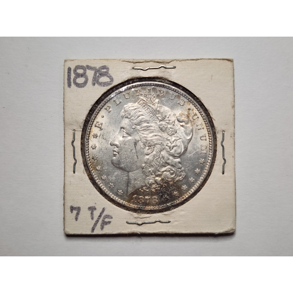 1878 United States Morgan Silver Dollar With 7 Tail Feathers on Reverse from Philadelphia Mint 