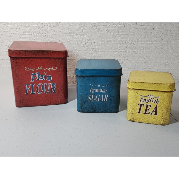 Vintage-Style Flour, Sugar, & Tea Kitchen Canisters 