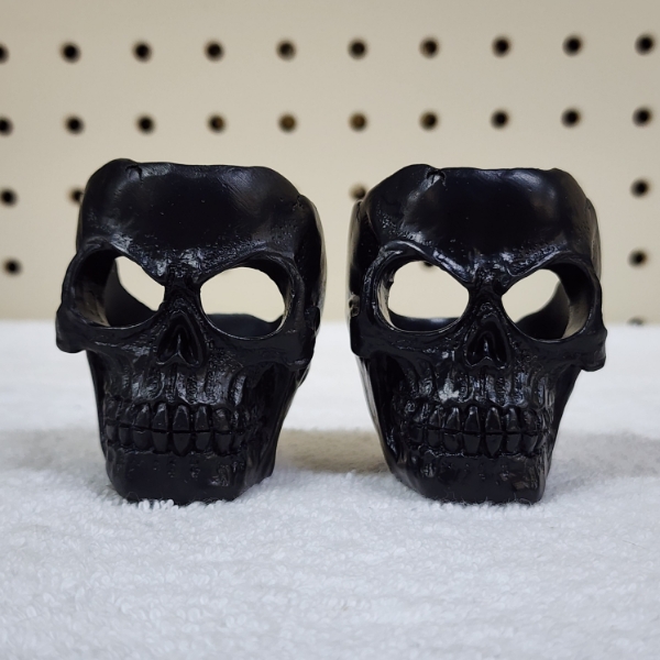 Lot of TWO NEW Nice 2 Inch Black Skull Candle or Tealight Holders
