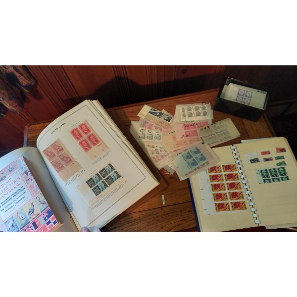 Collection Of U S Postage Mint Stamps, Plate Blocks Stock Book Loose P Blocks In Glassine Envelopes