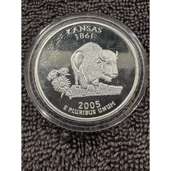 Kansas Statehood Quarter One Ounce .999 Fine Silver Round Coin - Mint
