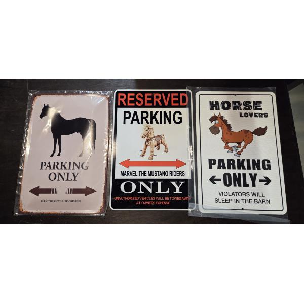 Three Brand New 12''x8'' Tin Decorative Horse Signs