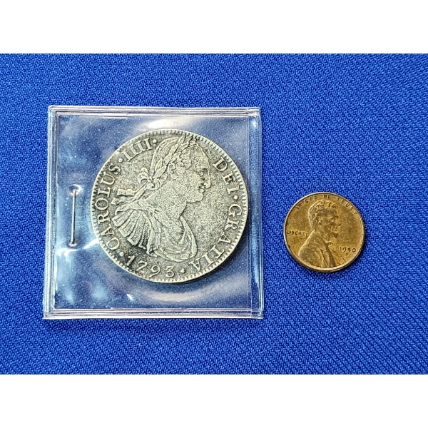 1793 Carolus IIII Spanish Colonial Coin REPLICA and 1950-D Lincoln Memorial Cent 