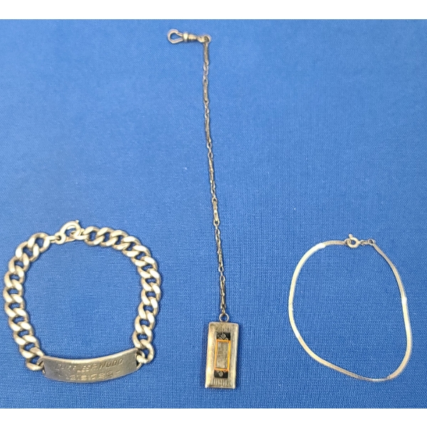 Sterling Silver Bracelets & Watch Fob - Weight: 40g