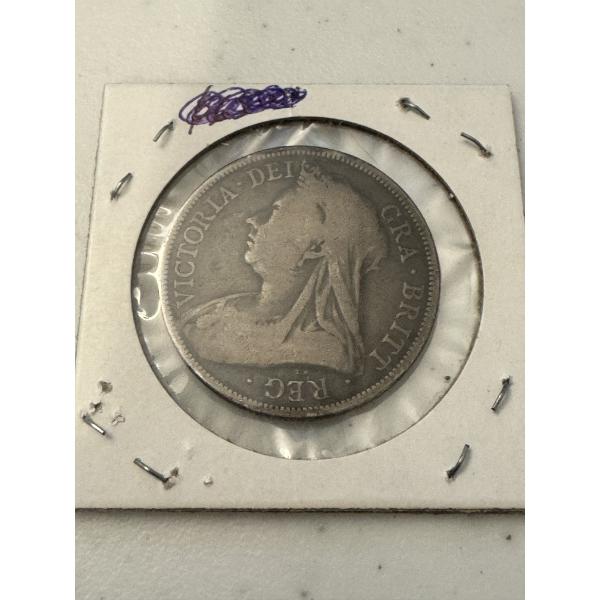Rare 1893 British Crown Queen Victoria Veiled Head .925 Silver Coin - Excellent Condition