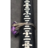 Image 6 : Women's Sterling Silver Ring With Large Amethyst Stone - Size: 8- Weight: 6.2g