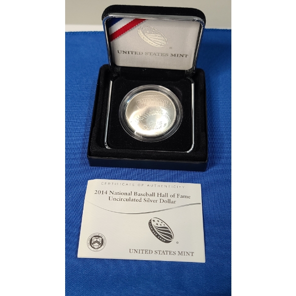 2014 National Baseball Hall Of Fame Uncirculated Silver Dollar