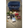Image 1 : Storage Tote With Home Items Including Candles, Coasters, Mirror, Wire Baskets & More