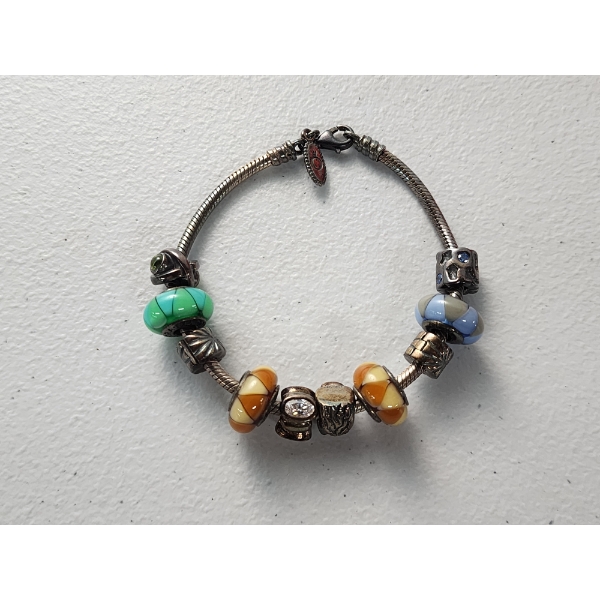 Sterling Silver Pandora Bracelet with Assorted Charms TW: 43.5g & Broken Fashion Bracelet Pieces