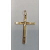 Image 1 : 10K Yellow Gold Cross Starburst Engraved Pendant - Weight: 0.9g