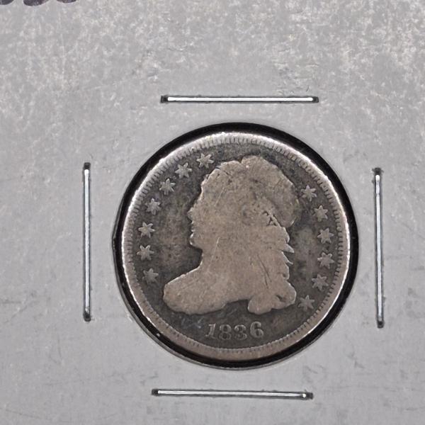 U.S. 90% SILVER COINS - RARE 1836 CAPPED BUST DIME ($.10) - COLLECTOR COIN SEE PICS