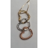 Image 5 : Vintage 14K Gold Tri-Color Gold Heart 19" Necklace With Diamond Accents - Weight: 3.8g