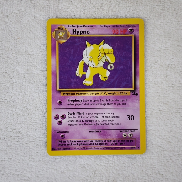 Hypno 23/62 Non Holo Rare Vintage Pokemon Trading Card ~ From Fossil Set