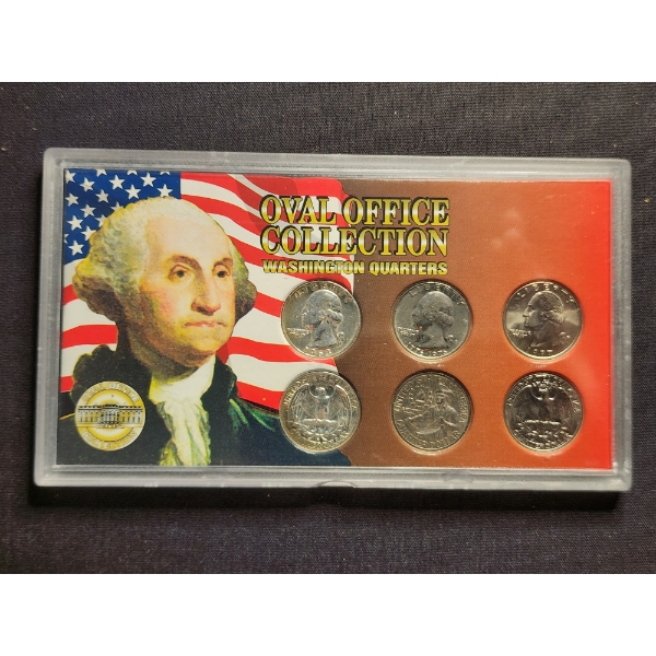 Oval Office Collection Washington Quarters Display Ft. $0.50 Face Value in 90% Silver Quarters