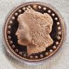 Image 1 : 5 oz .999 Fine Copper Bullion Round featuring the historic Morgan Dollar design