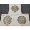 Image 2 : Three United States 90% Silver Half Dollars ~ Walking Liberty, Franklin & Kennedy ~ Face Value $1.50
