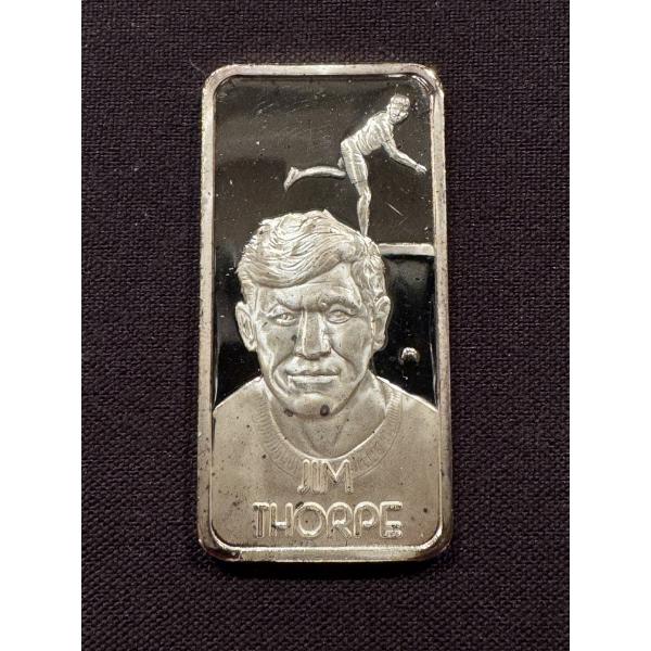 Vintage Jim Thorpe NFL Football One Ounce .999 Fine Silver Pure Silver Bar - Excellent Condition
