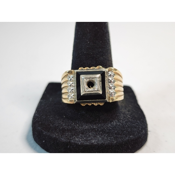 Vintage Art Deco Style Men's 10K Gold Ring - Size 10 - TW: 8.2g