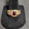 Image 1 : 14k Gold Men's Ring with Ruby and Diamonds - Size 10 - 8.2g TW