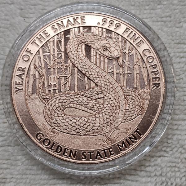 2 oz Year of the Snake 2025 Copper Round