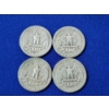 Image 2 : x4 Assorted Years U.S. 90% Silver Washington Quarters FV: $1.00