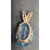 Image 4 : 14K Gold Oval-Cut Blue Topaz Pendant & 14K Gold Square-Cut Blue Topaz Earrings - Total Weight: 4.2g