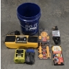 Image 1 : 5 Gallon Bucket With Ryobi Bluetooth Speaker & Charger, Drywall Cutout Tools, New Dryer Cord & More