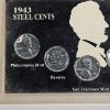 Image 2 : 1943 Lincoln Steel Cents Wartime Emergency Issue Five Coin Collection Set