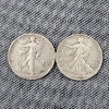 Image 1 : Two United States 90% Silver Walking Liberty Half Dollars ~ $1.00 Face Value
