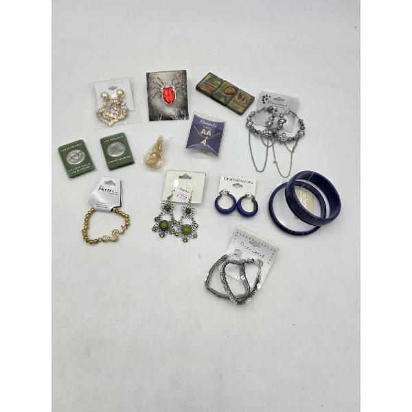 All New Cute Costume Jewelry Group & 2 Brand New Good Luck Coins