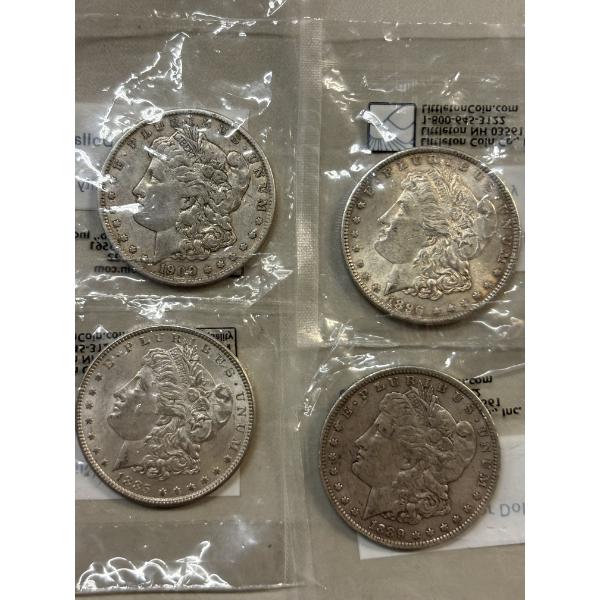 4 Exceptional United States Morgan Silver Dollars - Incredible Opportunity
