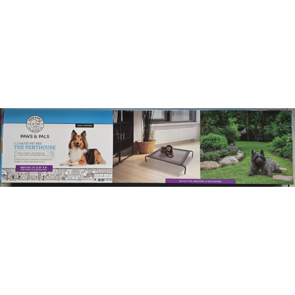 Paws & Pals Elevated Pet Bed - The Penthouse - Medium 32x25x8 for Small to Medium Pets