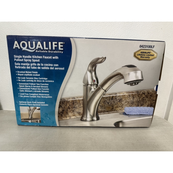 Brand New AQUALIFE Brushed Nickel Finish Kitchen Faucet - High Quality - New In Box