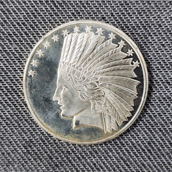 One Troy Ounce .999 Fine Silver Indian Eagle Round