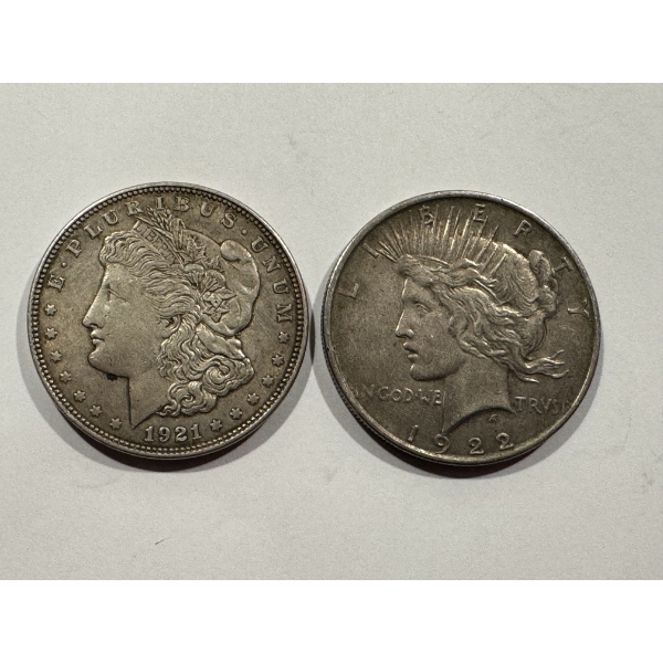 2 - Beautiful United States Silver Dollars - 90 Percent Silver - Guaranteed Authentic