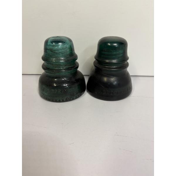 Vintage Hemingray-45 Glass Insulator – Aqua Telephone Line Insulator – Industrial Decor - Set of 2