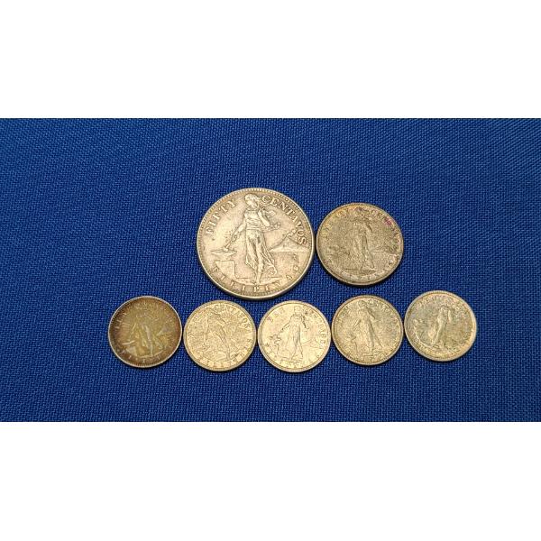 (7) Assorted Denominations 1944 Mexican Centavos 75% Silver Coins