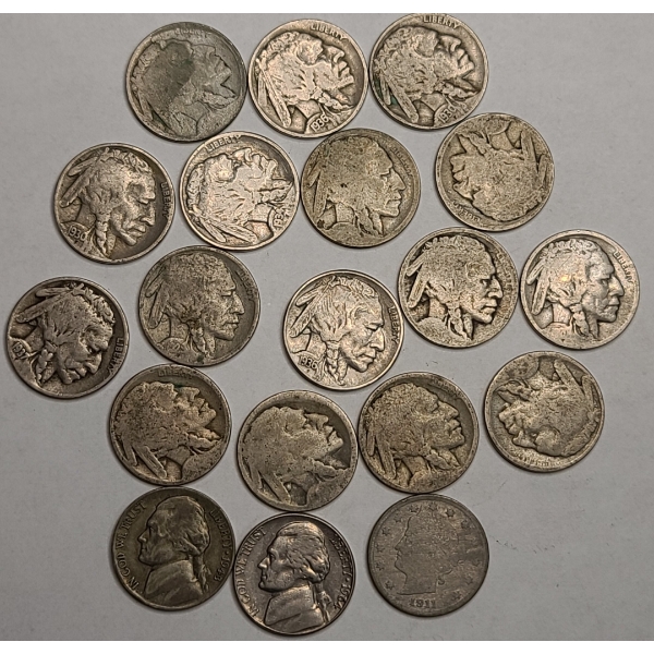 Assorted Years Buffalo Nickels - Face Value: $0.95