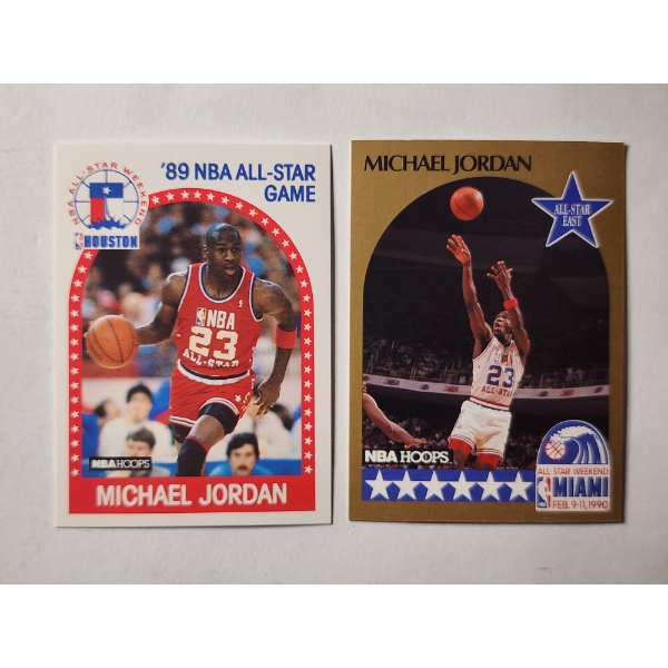 Two 1990 Michael Jordan NBA Basketball Trading Cards ~ Both In Near Mint Condition!