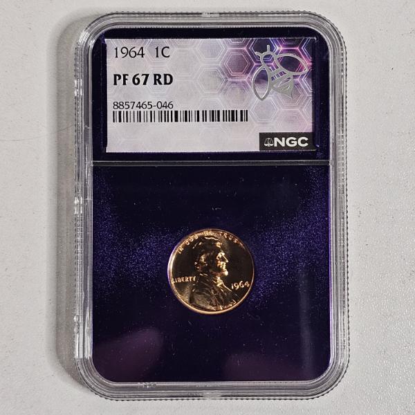 NGC PF 67 RD Trader Bea Custom Label 1964 1C Lincoln Memorial Cent