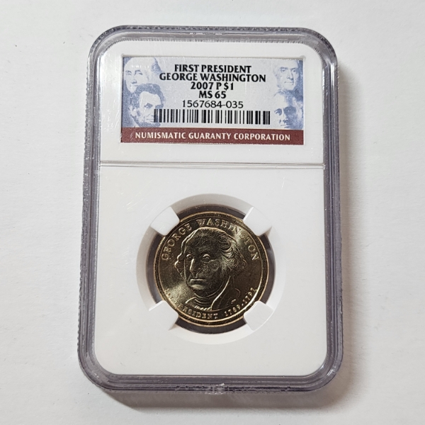 NGC Graded MS65 2007-P First President George Washington Presidential Dollar 