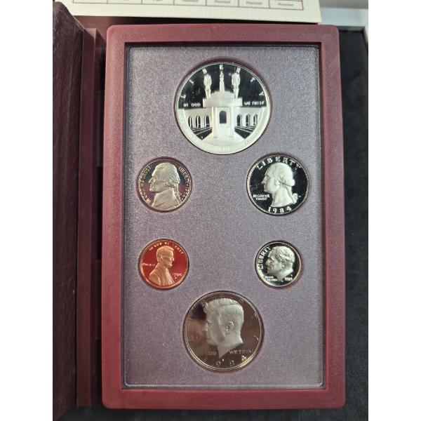 U.S. 90% SILVER COINS - 1984 PRESTIGE PROOF SET W / 90% SILVER DOLLAR - US MINT CASE