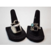 Image 1 : Three Sterling Silver Rings with Onyx and Assorted Gemstones - Various Sizes - TW: 22.8g
