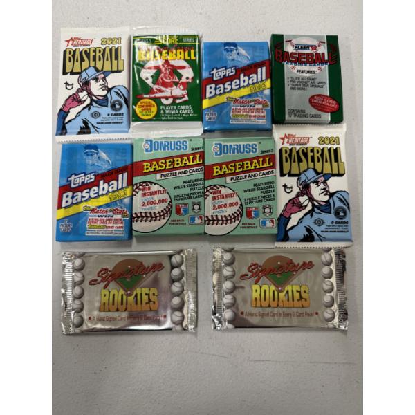 10 - Unopened Baseball Wax Packs - Various Years - All Mint Condition