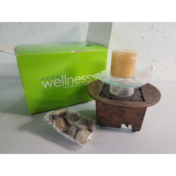 Avon Wellness Rock Waterfall Fountain with Candle Holder & Pebbles