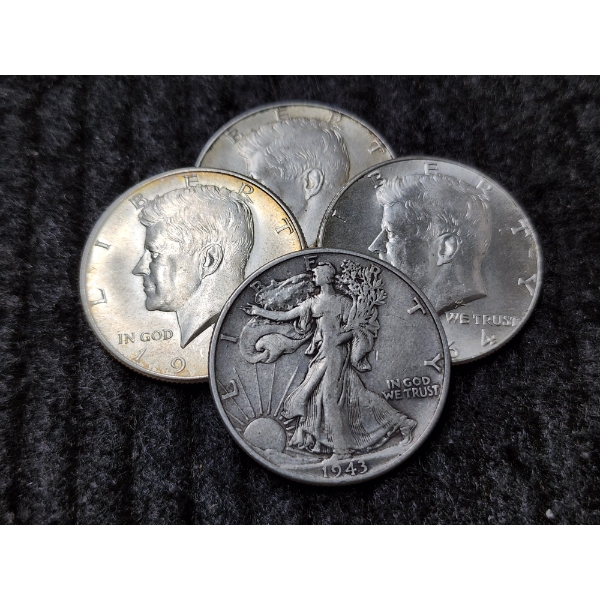 $2.00 Face Value In Assorted 90% Silver United States Kennedy & Walking Liberty Half Dollars!