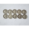 Image 1 : x10 Assorted Years & Mint Marks U.S. 90% Silver Mercury Dimes FV: $1.00