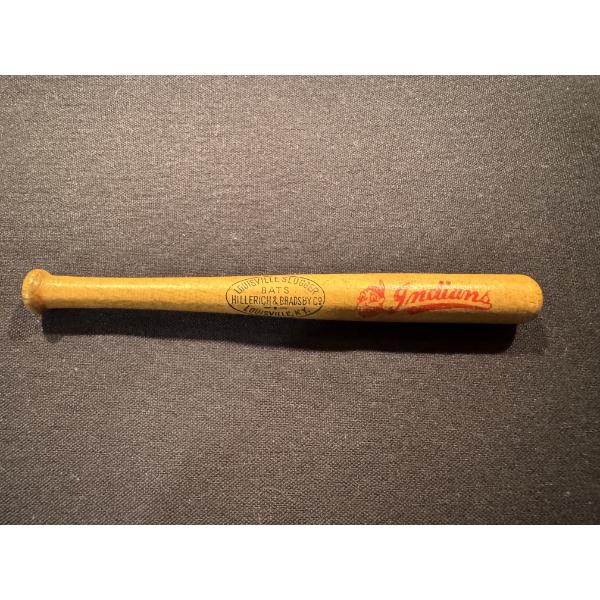 Vintage Mini Cleveland Indians Wood Louisville Slugger Logo Advertising Bat - Mint Condition