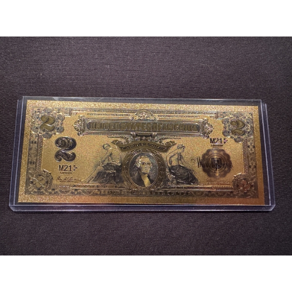 George Washington $2.00 Gold Foil .999 - 24K Note In Protective Holder - Mint Condition