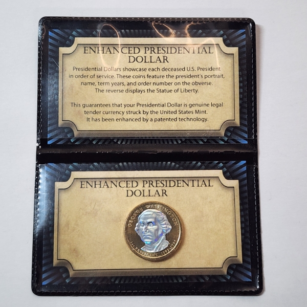 George Washington ENHANCED Presidential Dollar - In Holder w/ COA